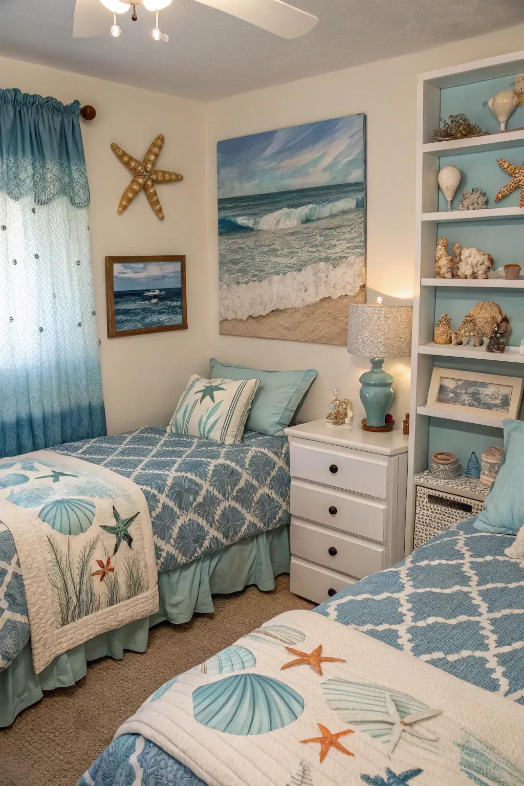 Sea themes bring coastal serenity indoors.