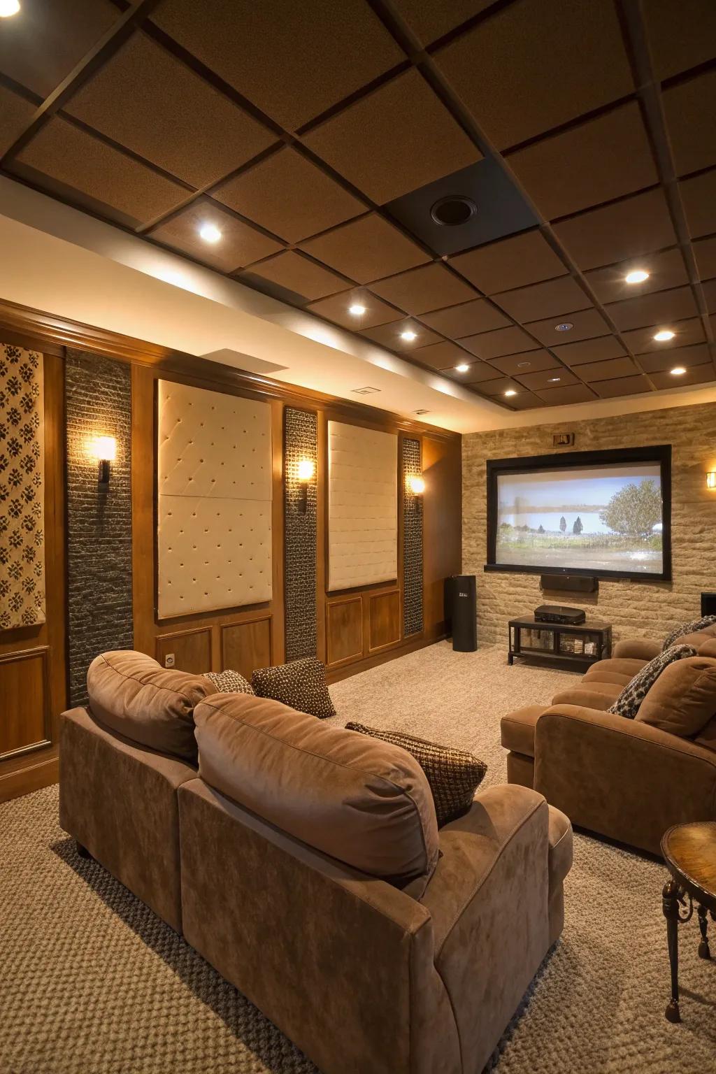 Acoustic panels optimize sound quality to enhance media immersion.