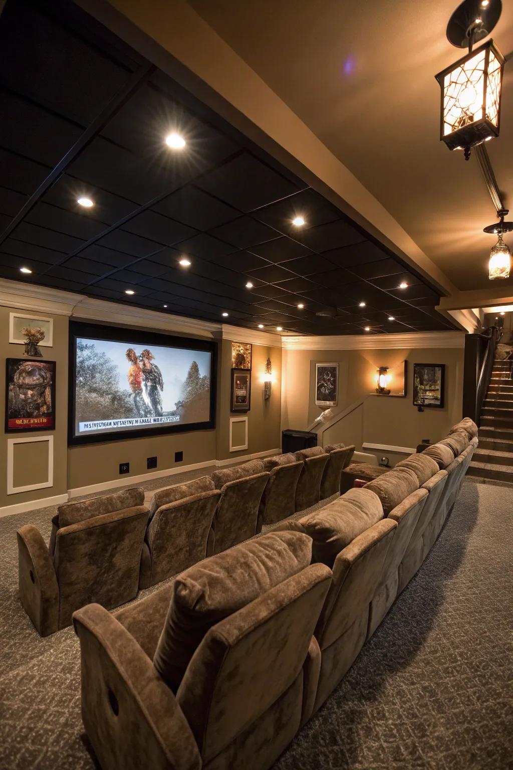 Tiered seating provides prime viewing angles, thus enhancing the theater experience overall.