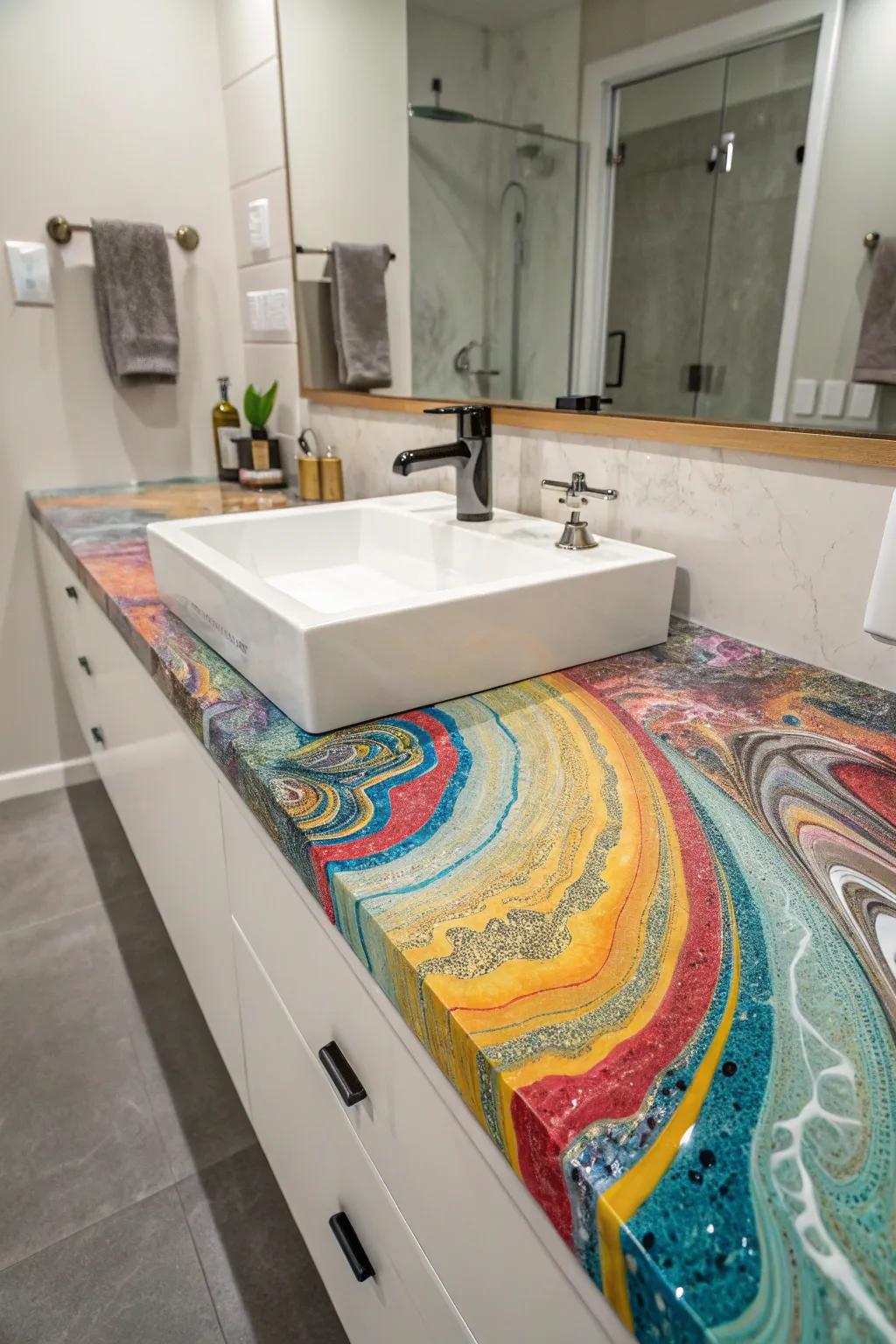Resin-coat countertops offer personalized design options.
