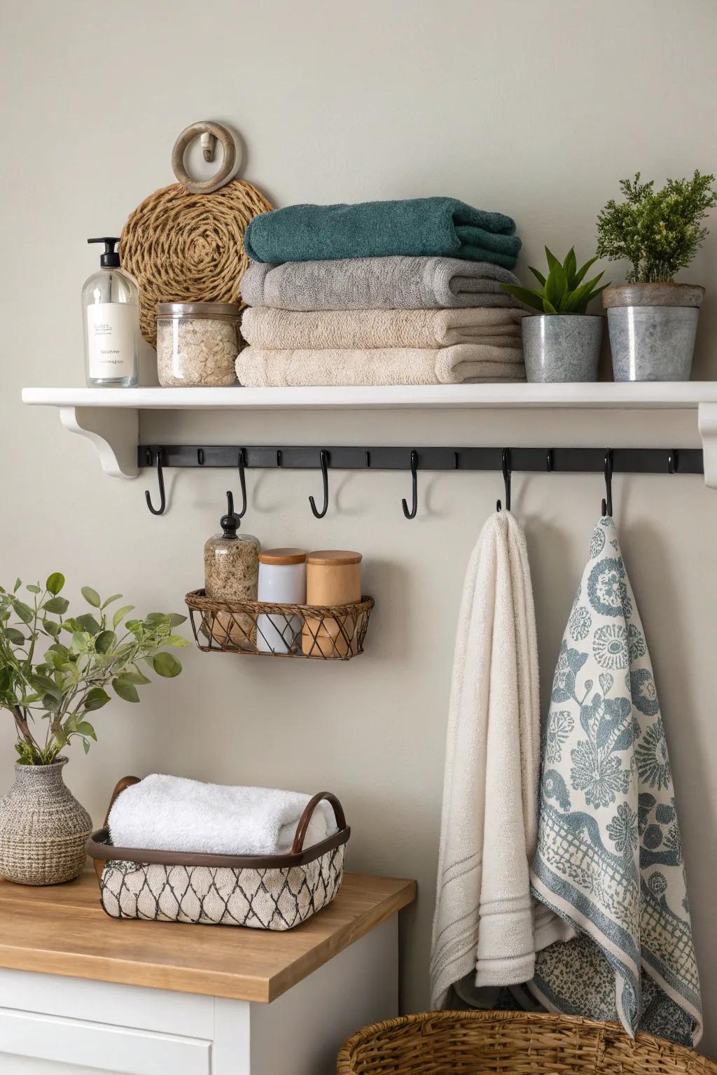 Drifting shelves equipped with pegs present savvy preservation.