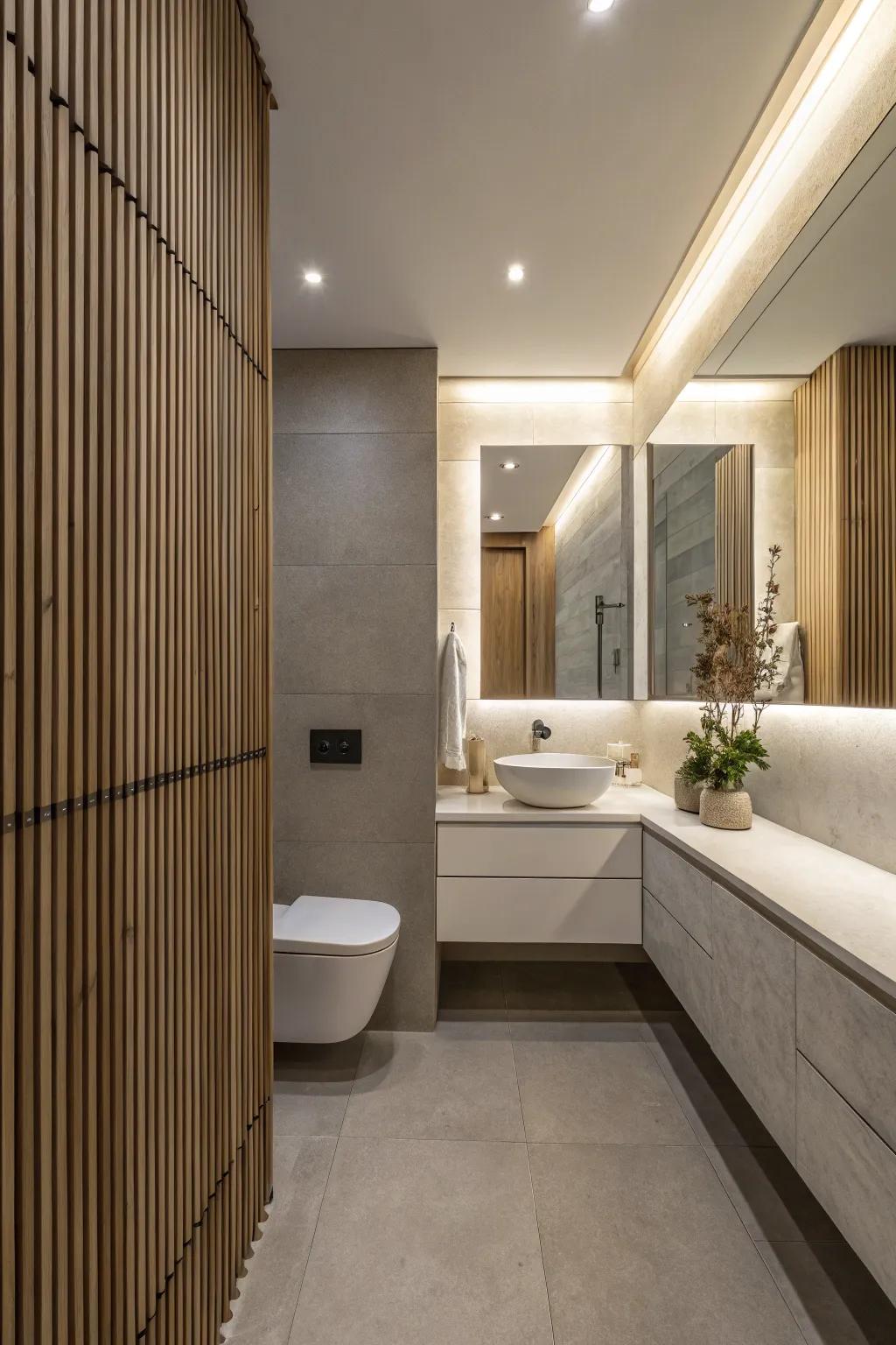 Amplify height and elegance with upright woodwork paneling.