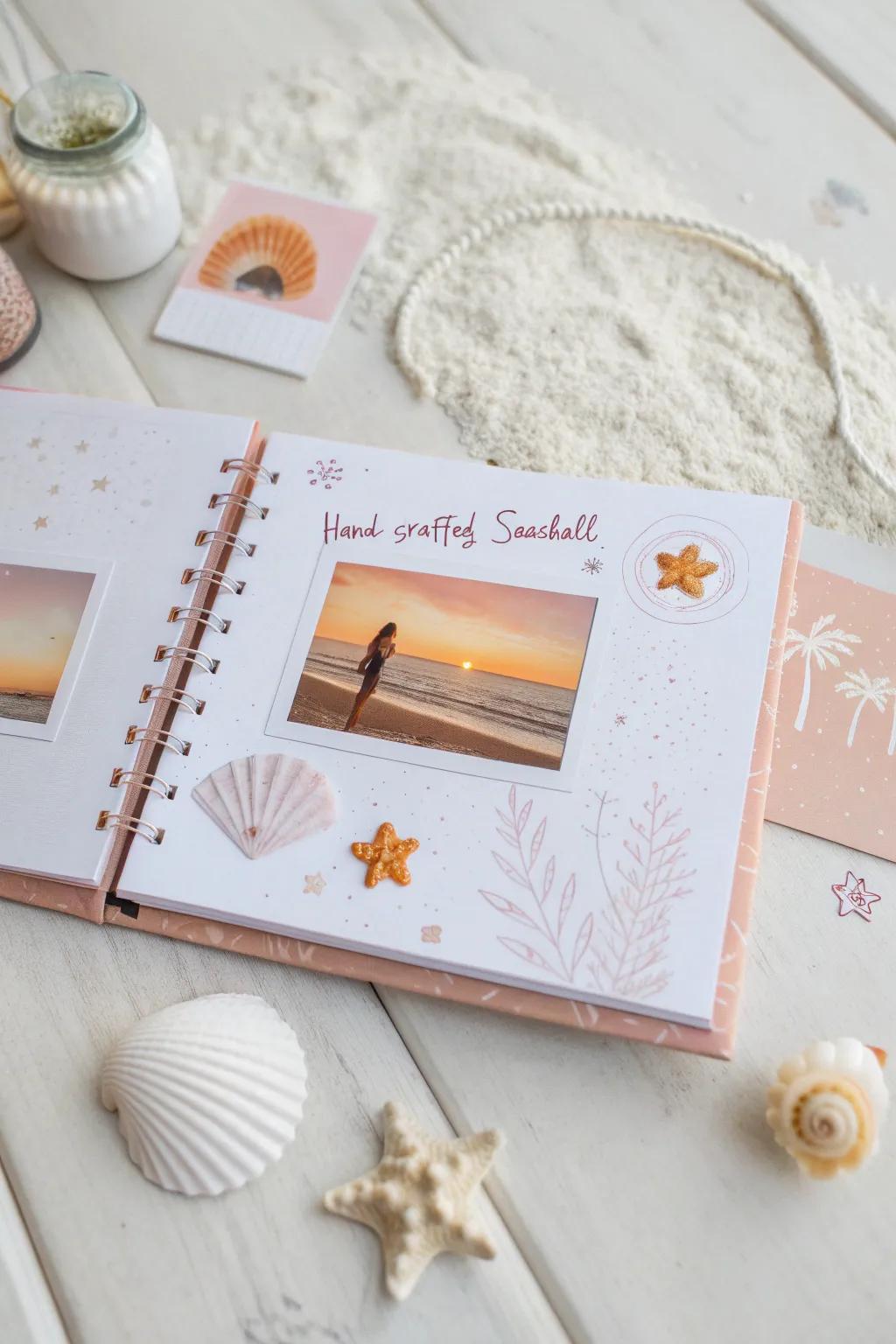 Feel the warmth of beach nights with dusk shades in your scrapbook.