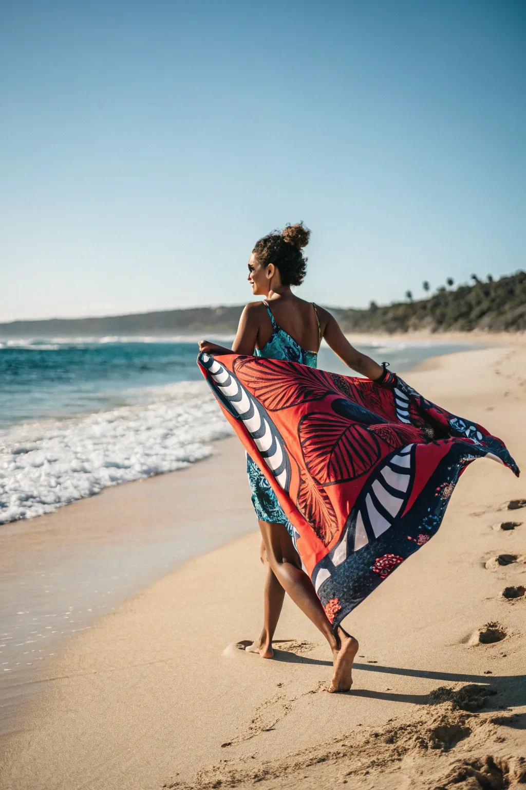Effortlessly move from beach to boardwalk using a convertible textile.