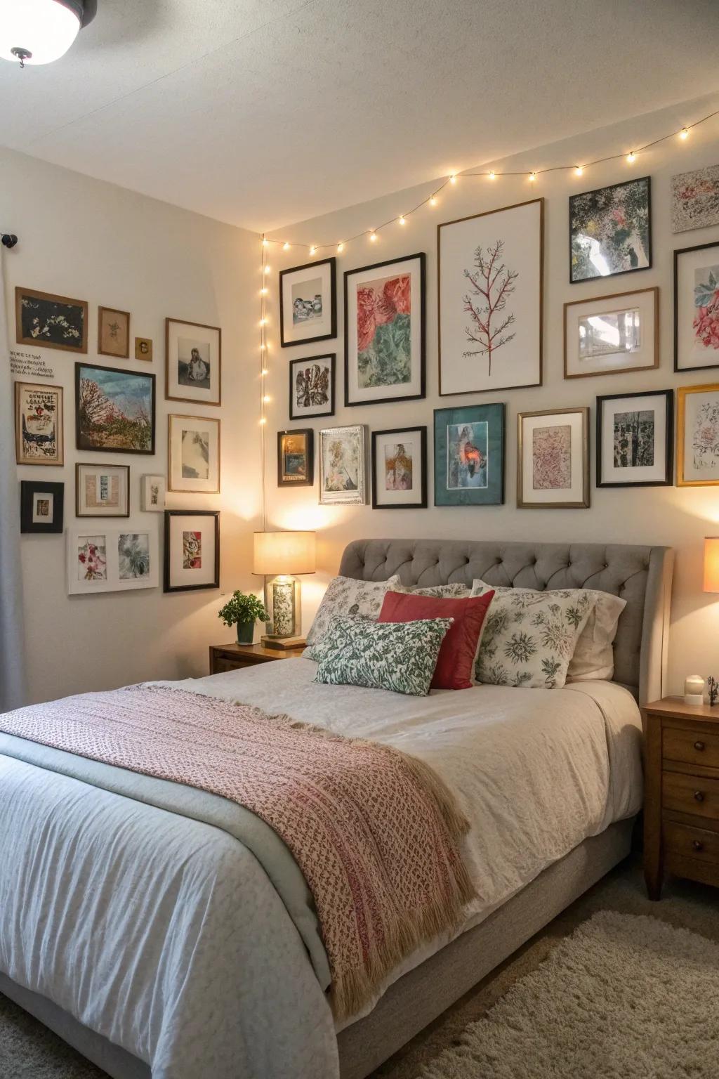 An artistic wall introduces a touch of personality.