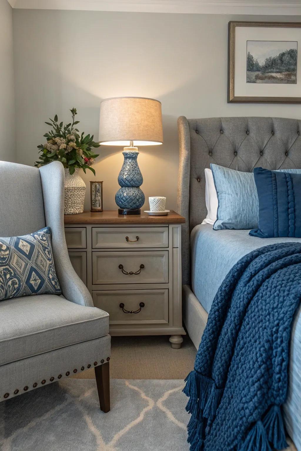 A cohesive color scheme brings the space together.