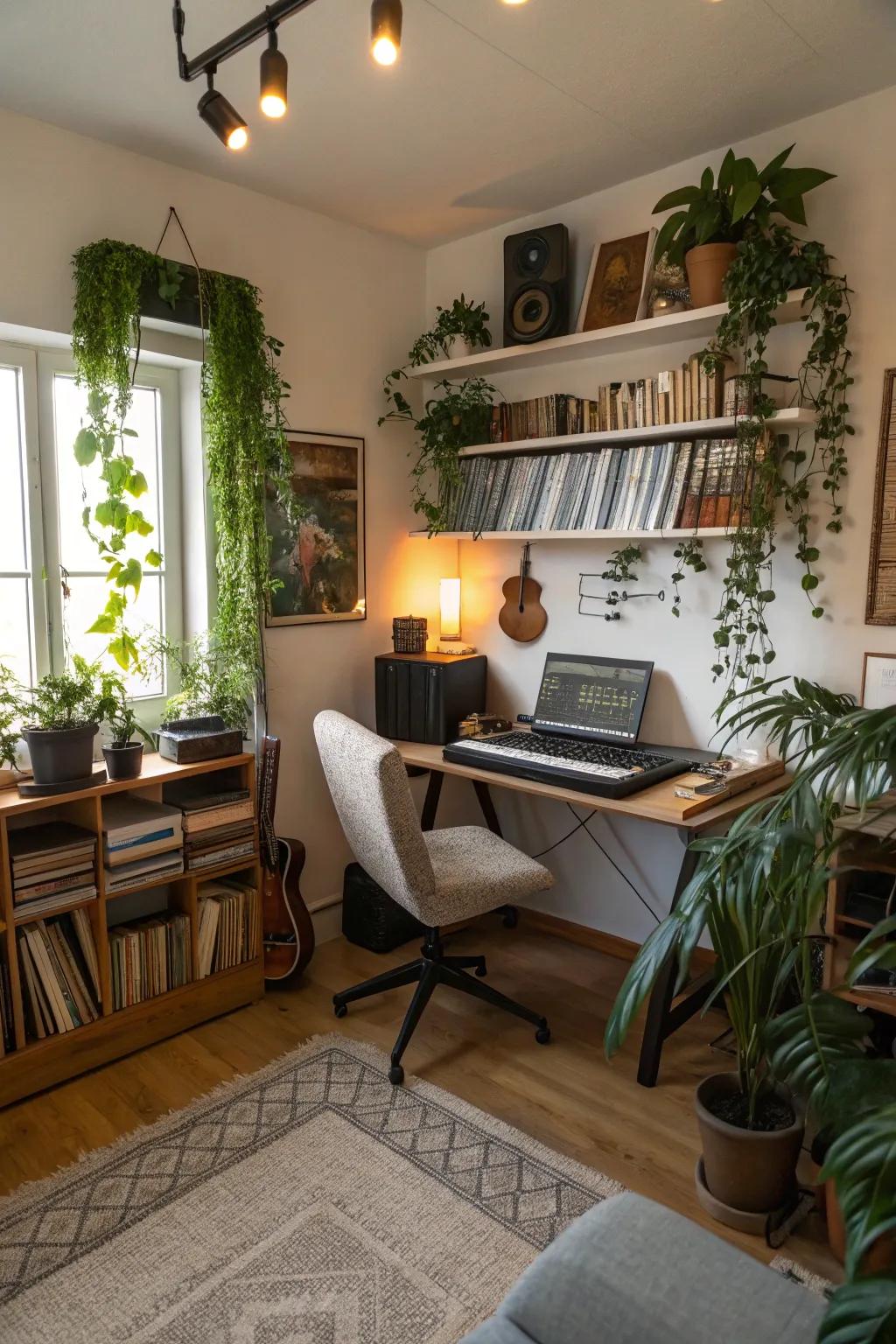 Indoor flora contributes a breath of freshness and creative drive to your music space.