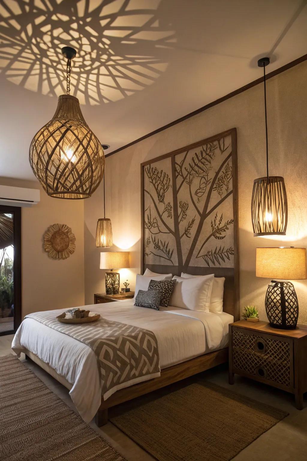 Unique lighting can blend functionality and style in your bedroom.