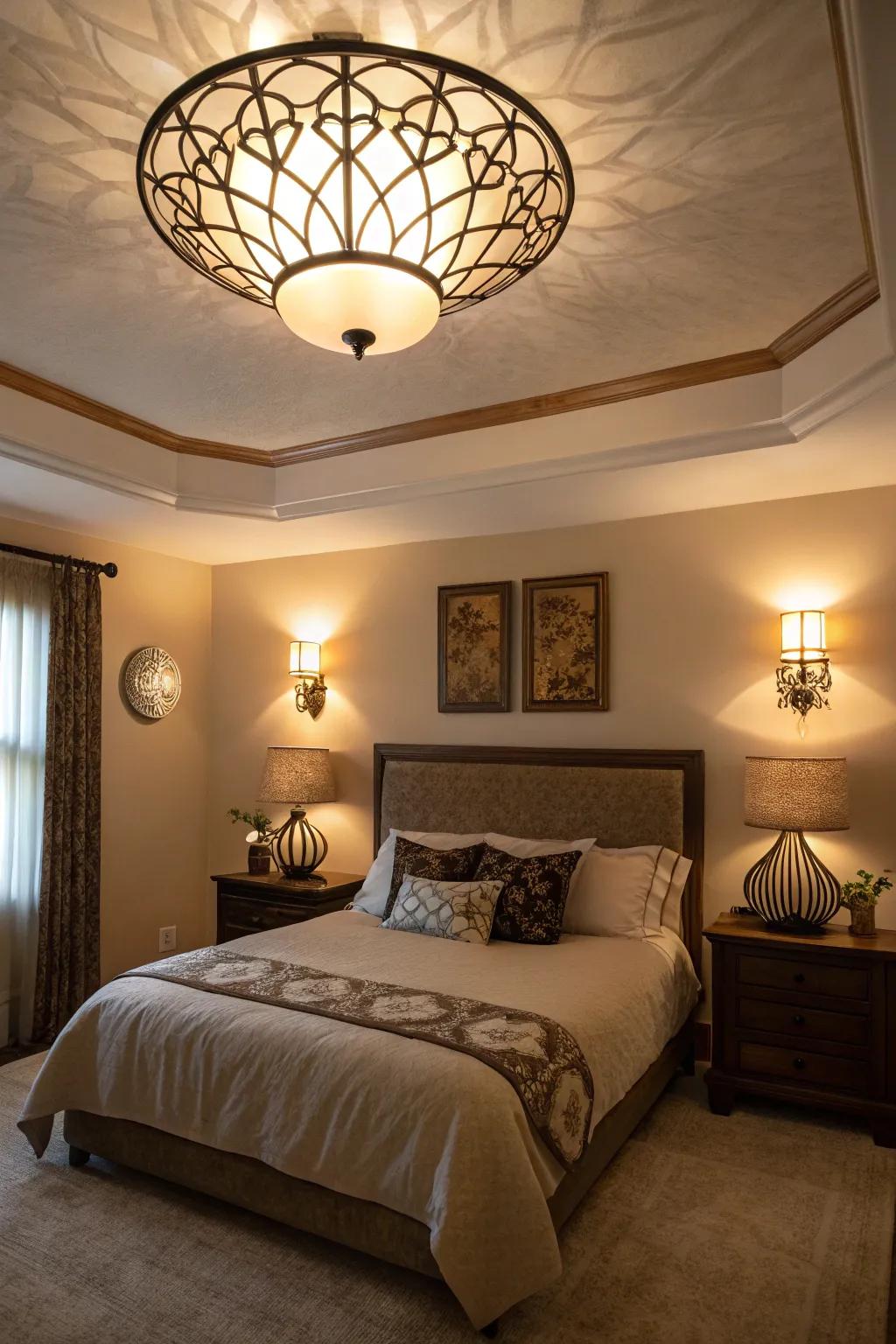 Layered lighting creates a cozy, inviting atmosphere.