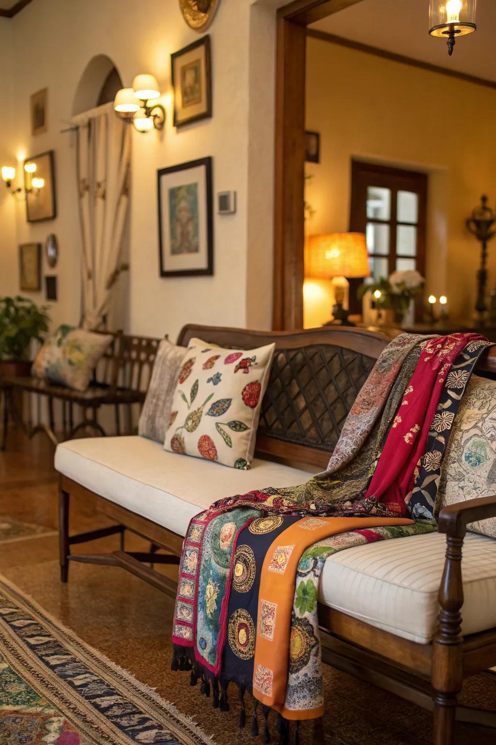 DIY seats leveraging vintage textiles for a personal caress.