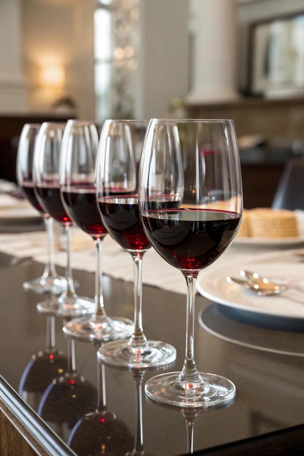 Refined vino goblets lend a sense of occasion to any gathering.