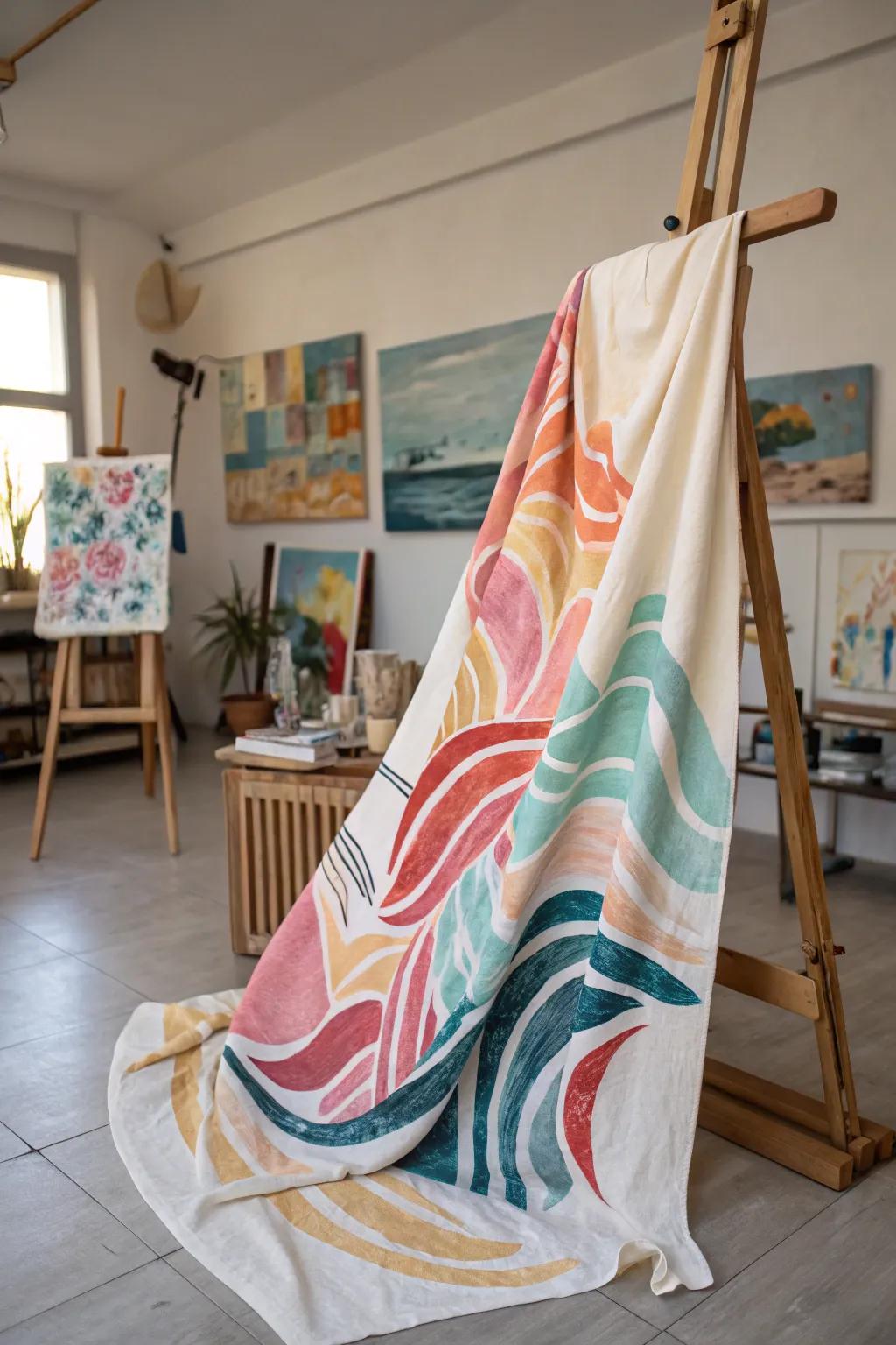 An artistic expression blanket transforms artwork into cozy decor.
