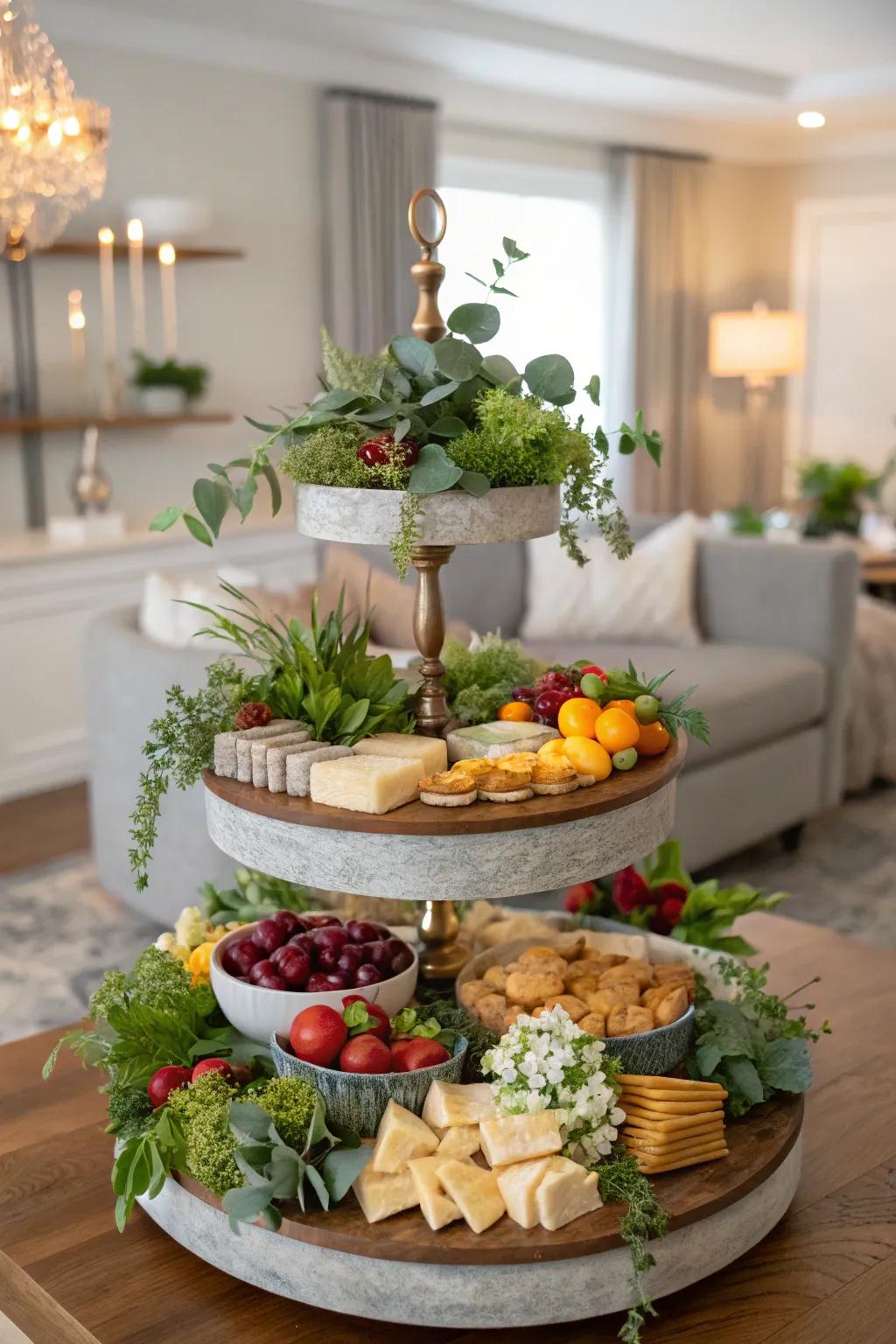 Create depth and visual interest with a multi-dimensional display.