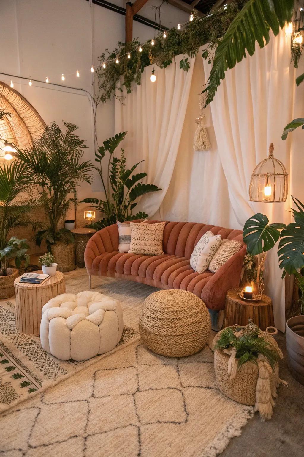 Organic molds append flow and harmony to a bohemian space.