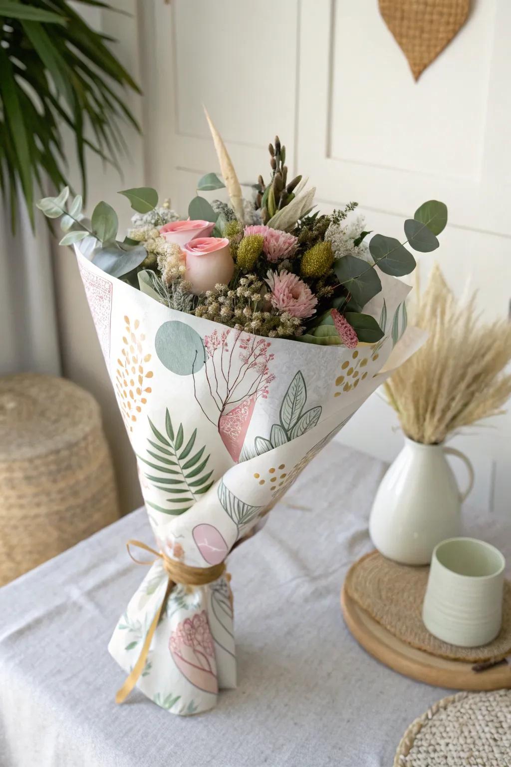 Enhance your floral gifts with exquisitely painted wrap, where imagination blends with simplicity.