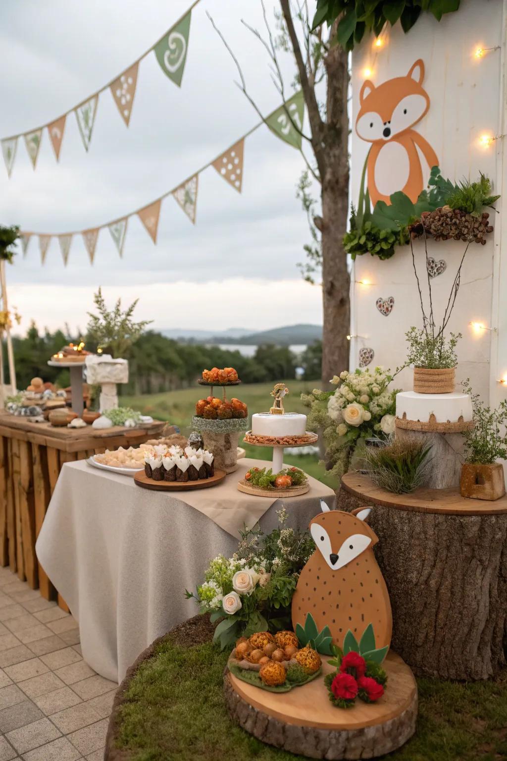 A forest-themed baby shower featuring natural and peaceful elements