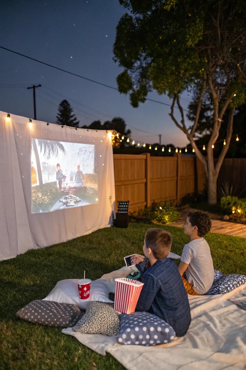 An open-air movie night beneath the stars infuses magic into the sleepover.