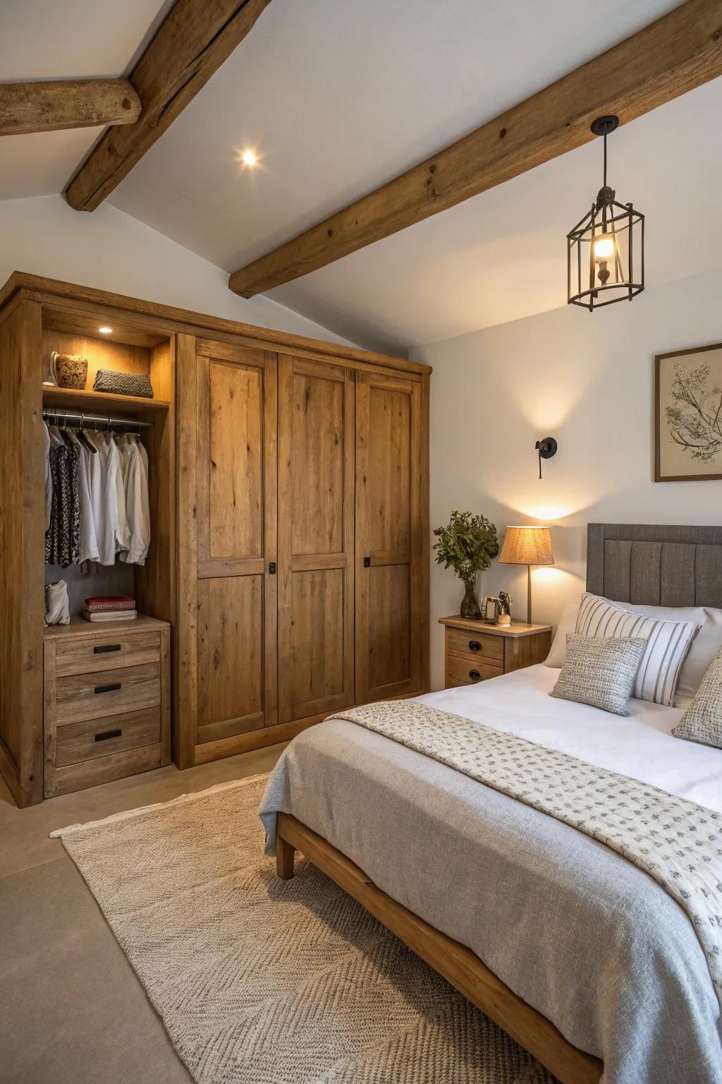Natural wood wardrobes infuse warmth and personality into any room.