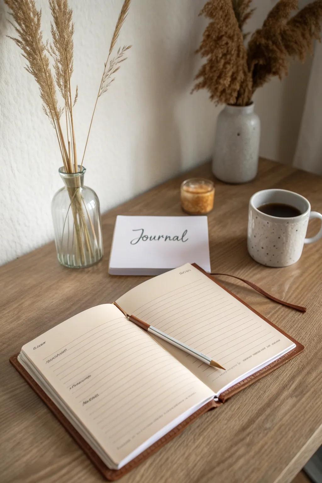 Capture your day in a single line with this minimalist journal, where simplicity meets sophistication.