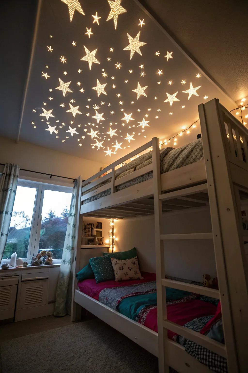 A starlight ceiling introduces whimsy and magic.