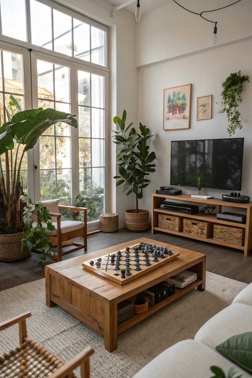 Clean decor highlights the natural charm of your game room.