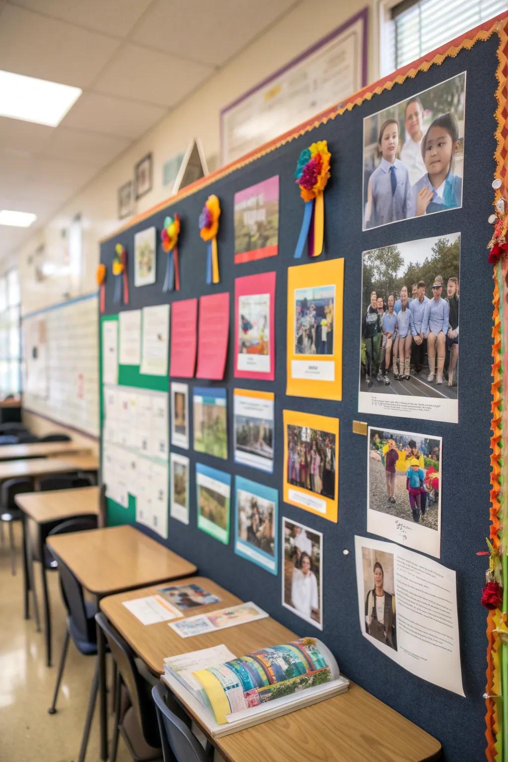 A student achievements board that celebrates success.