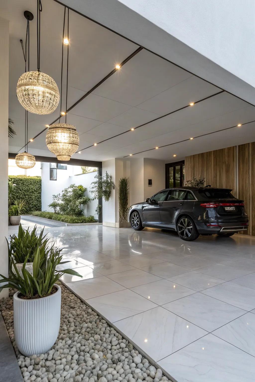 Porcelain modules impart a hint of extravagance to your carport.