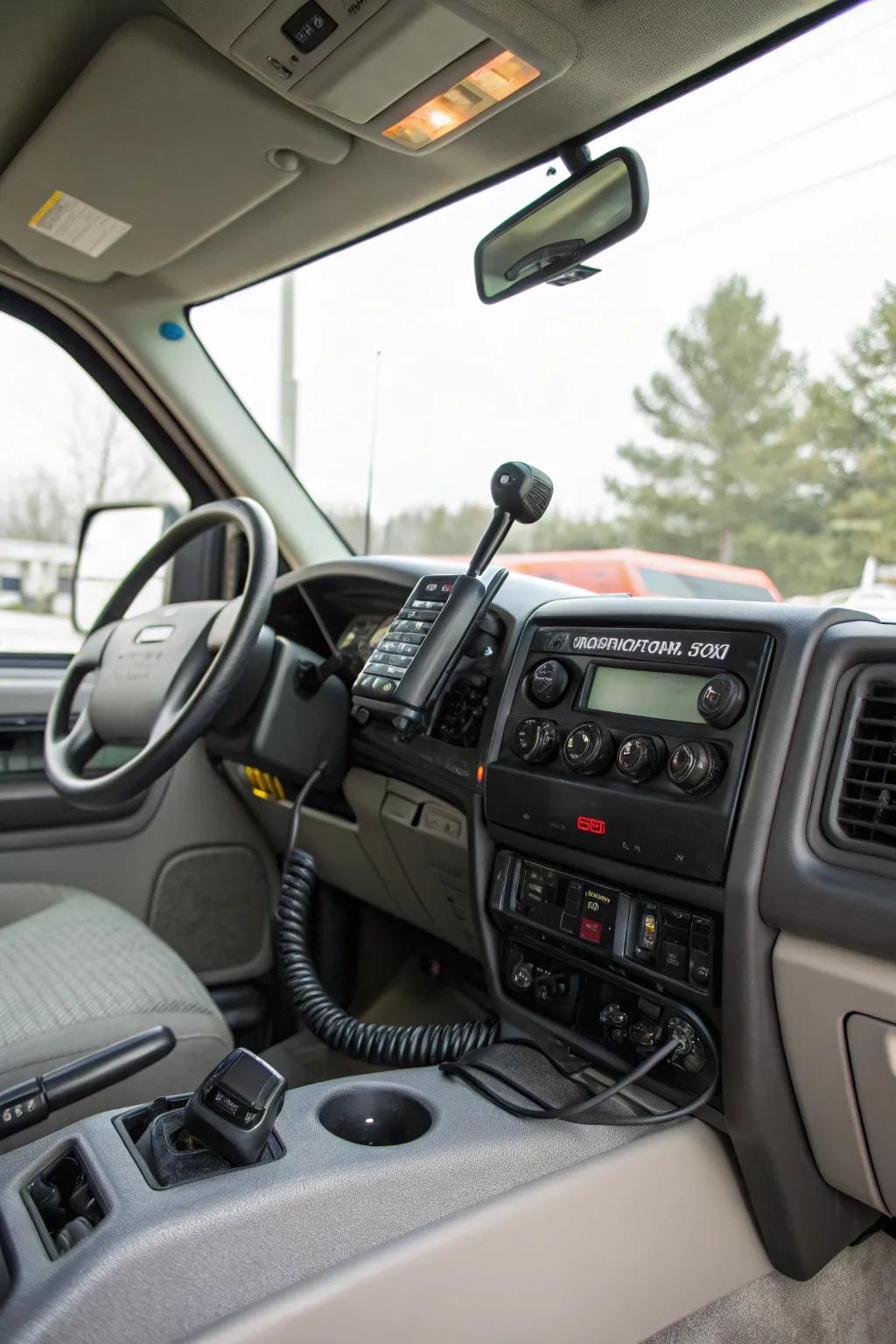 Safety and functionality are intertwined in this communicator device setup.