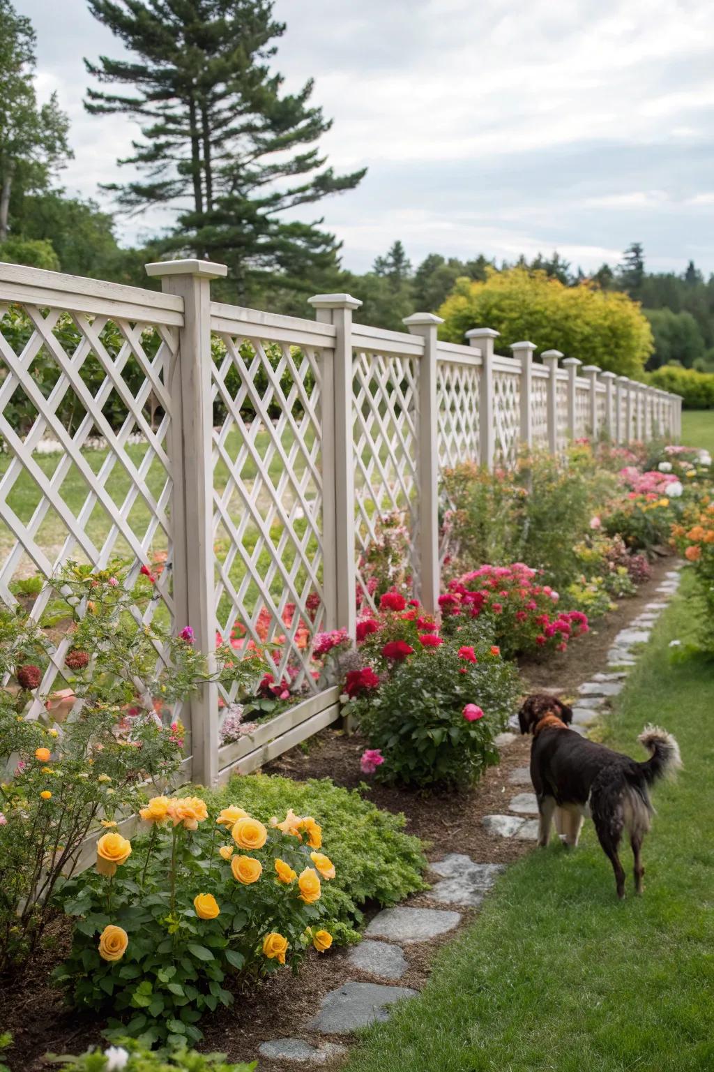 Crisscross panels offer an elegant and functional enclosure choice.
