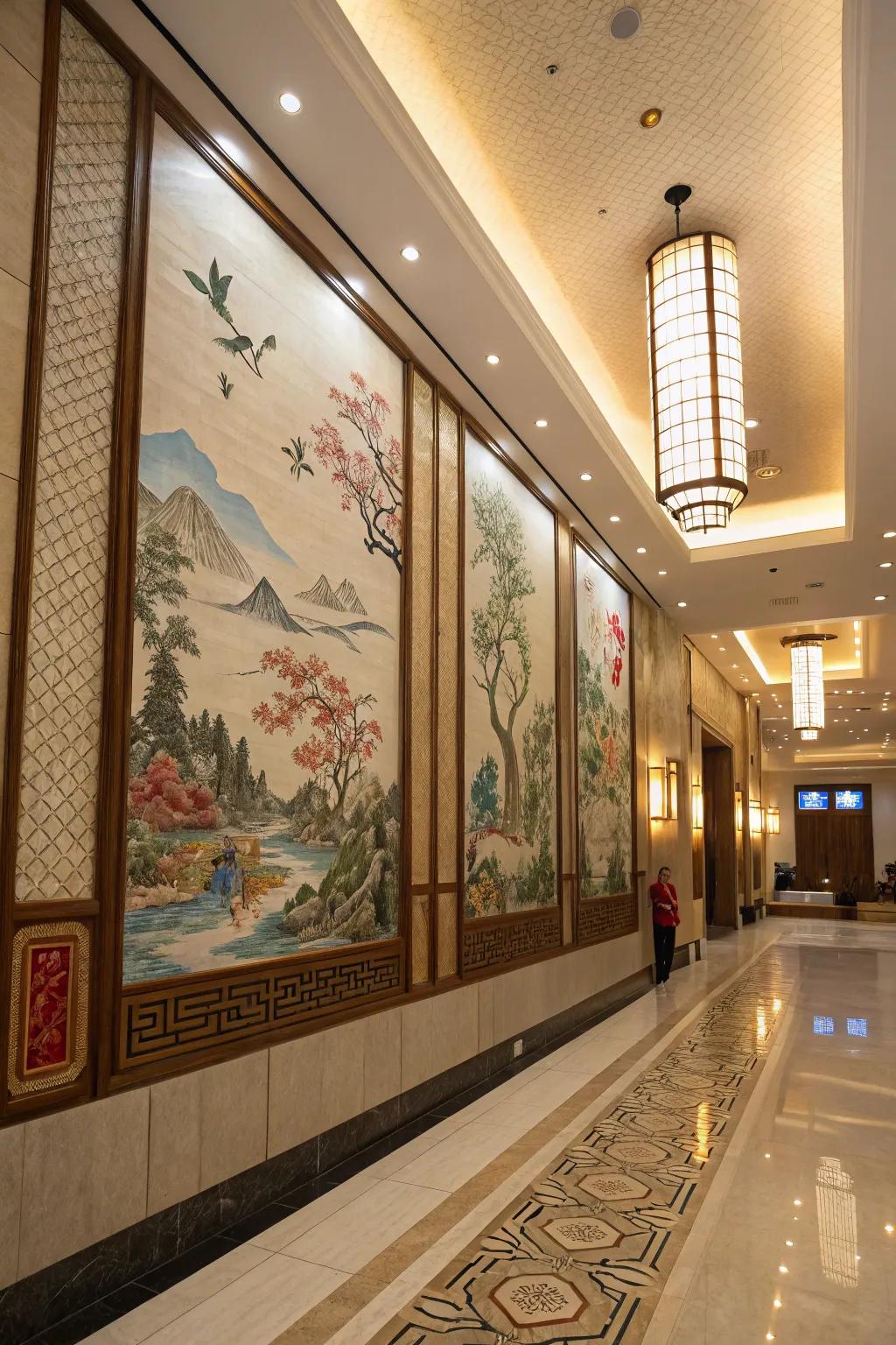 Creative wall sections showcasing traditional Eastern designs.