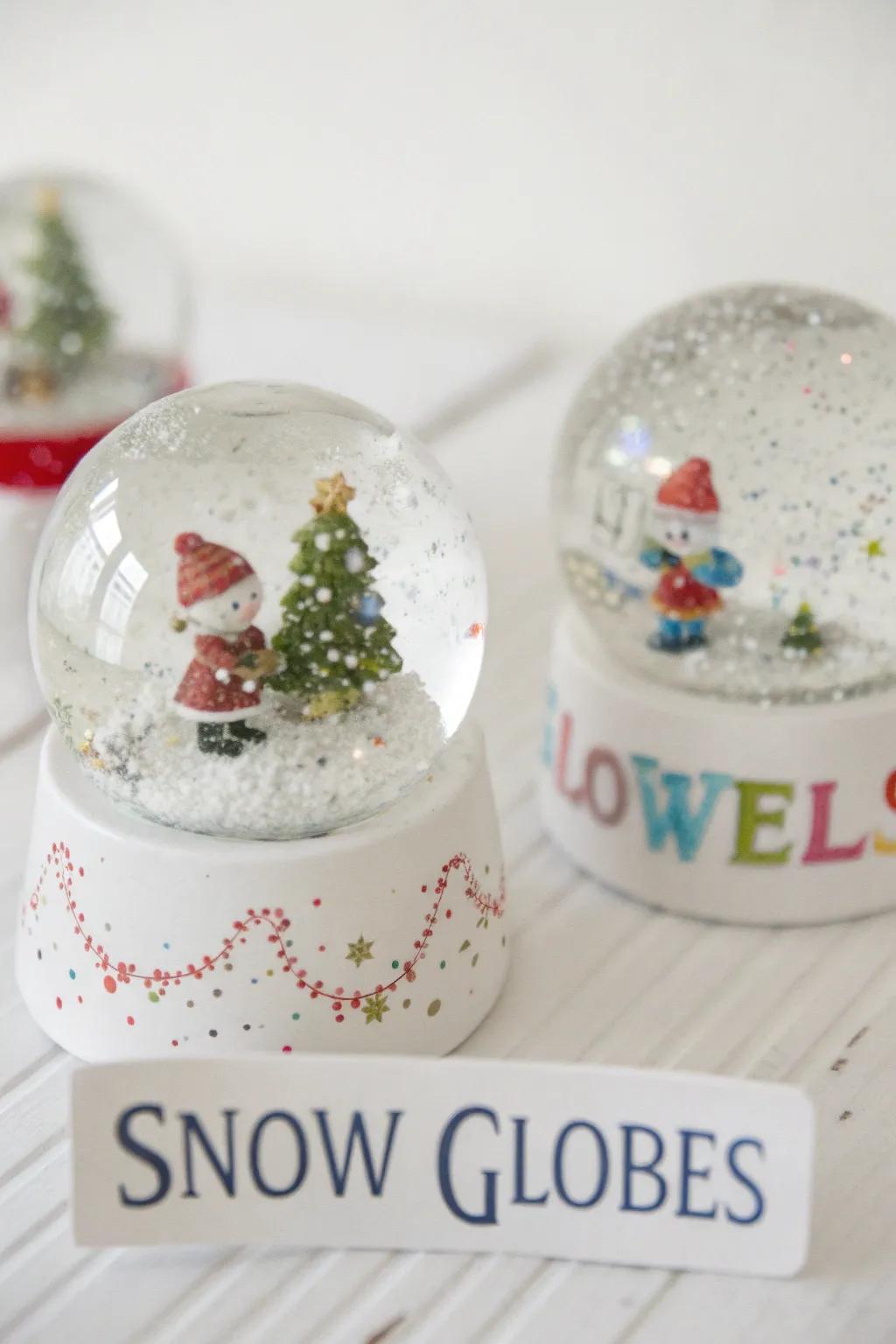 Bespoke snow orbs inject a magical element into your table decor.
