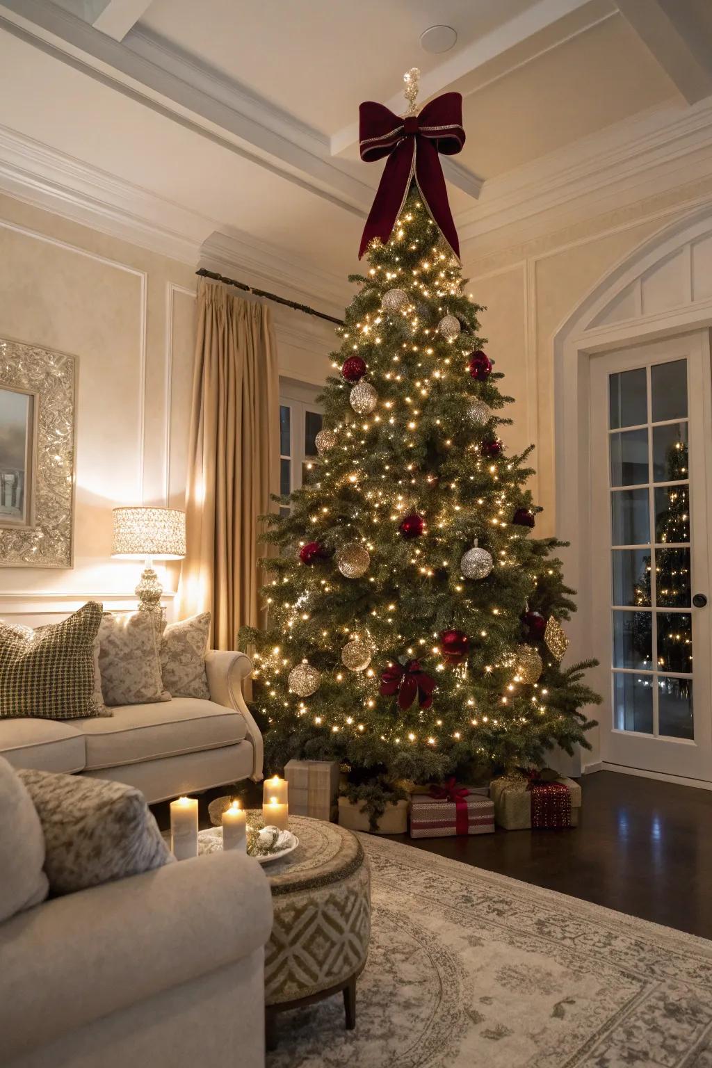 A velvet ribbon bow adds elegance and luxury.