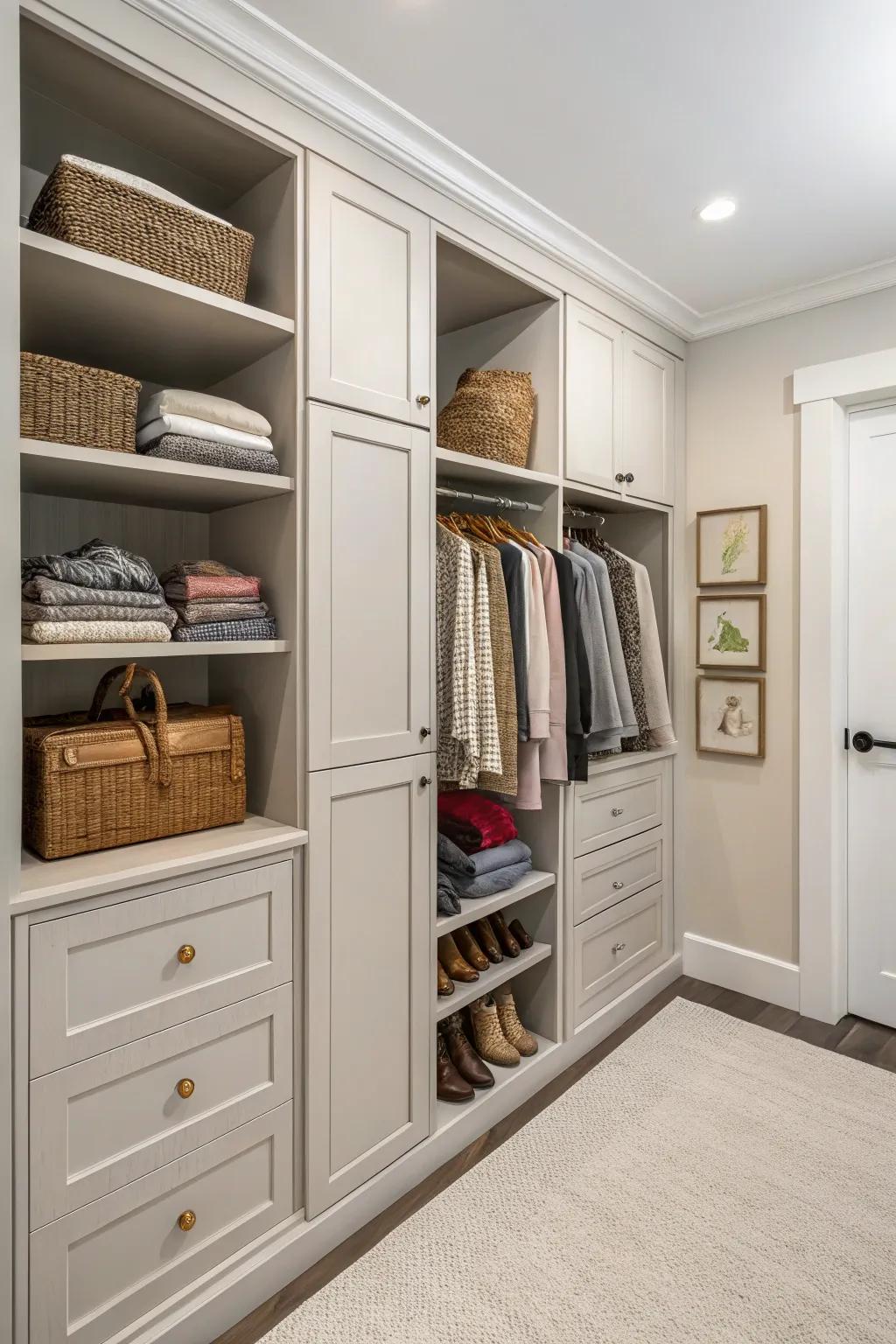 Balance ease of access and tidiness using mixed storing.