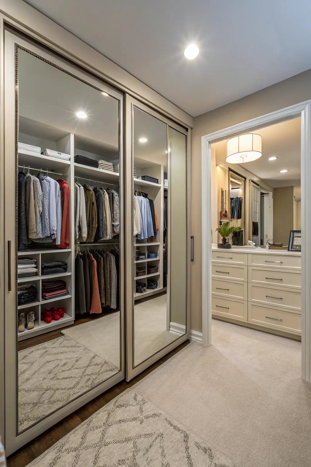 Reflections infuse depth and utility into any closet design.