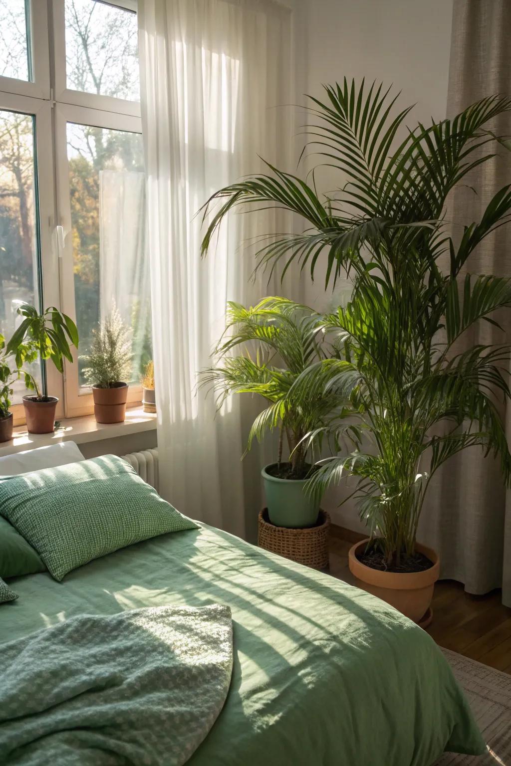 Green plants add an invigorating touch to coastal decor.