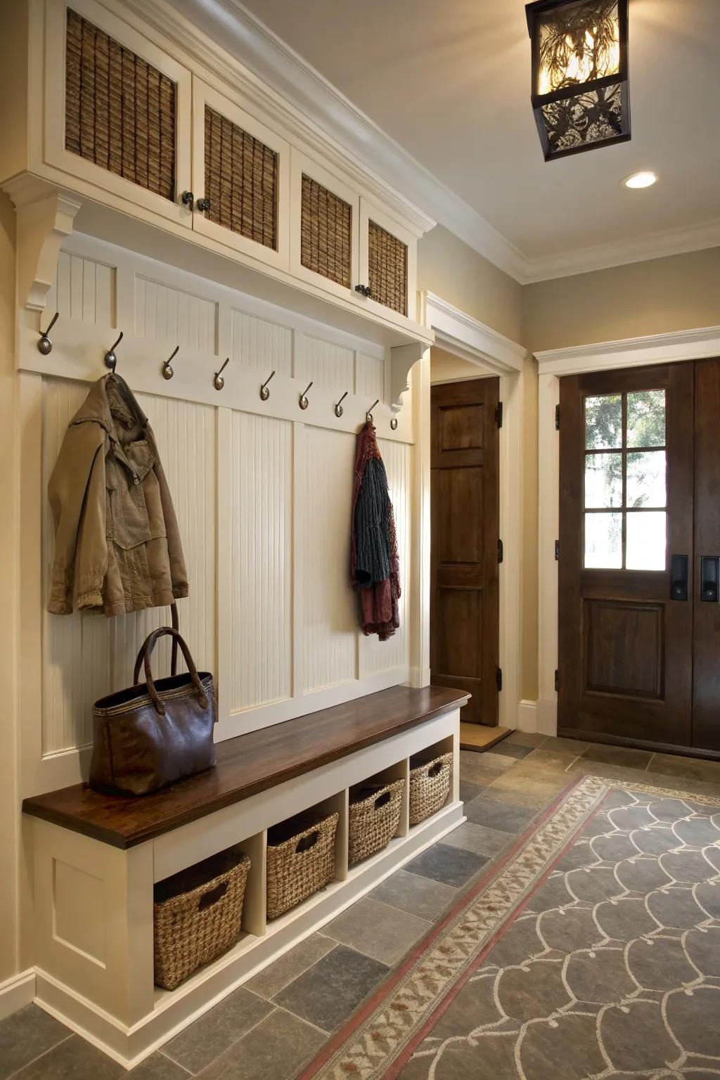 The timeless combination of wainscoting and fasteners.