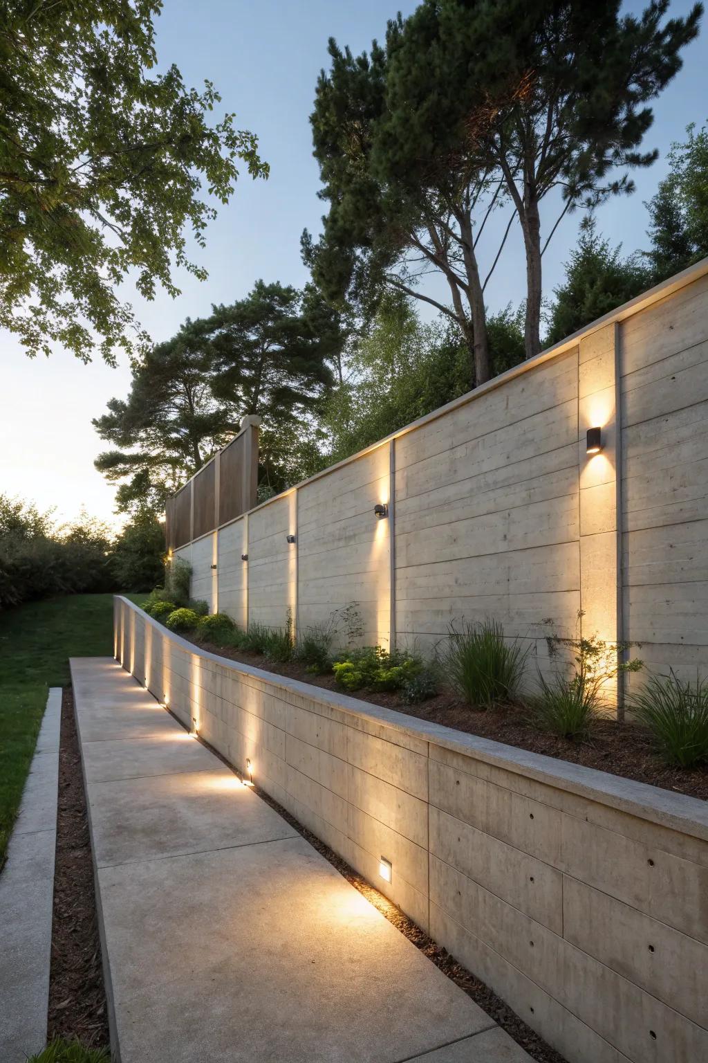 Illumination embellishments render retaining structures radiant both day and night.