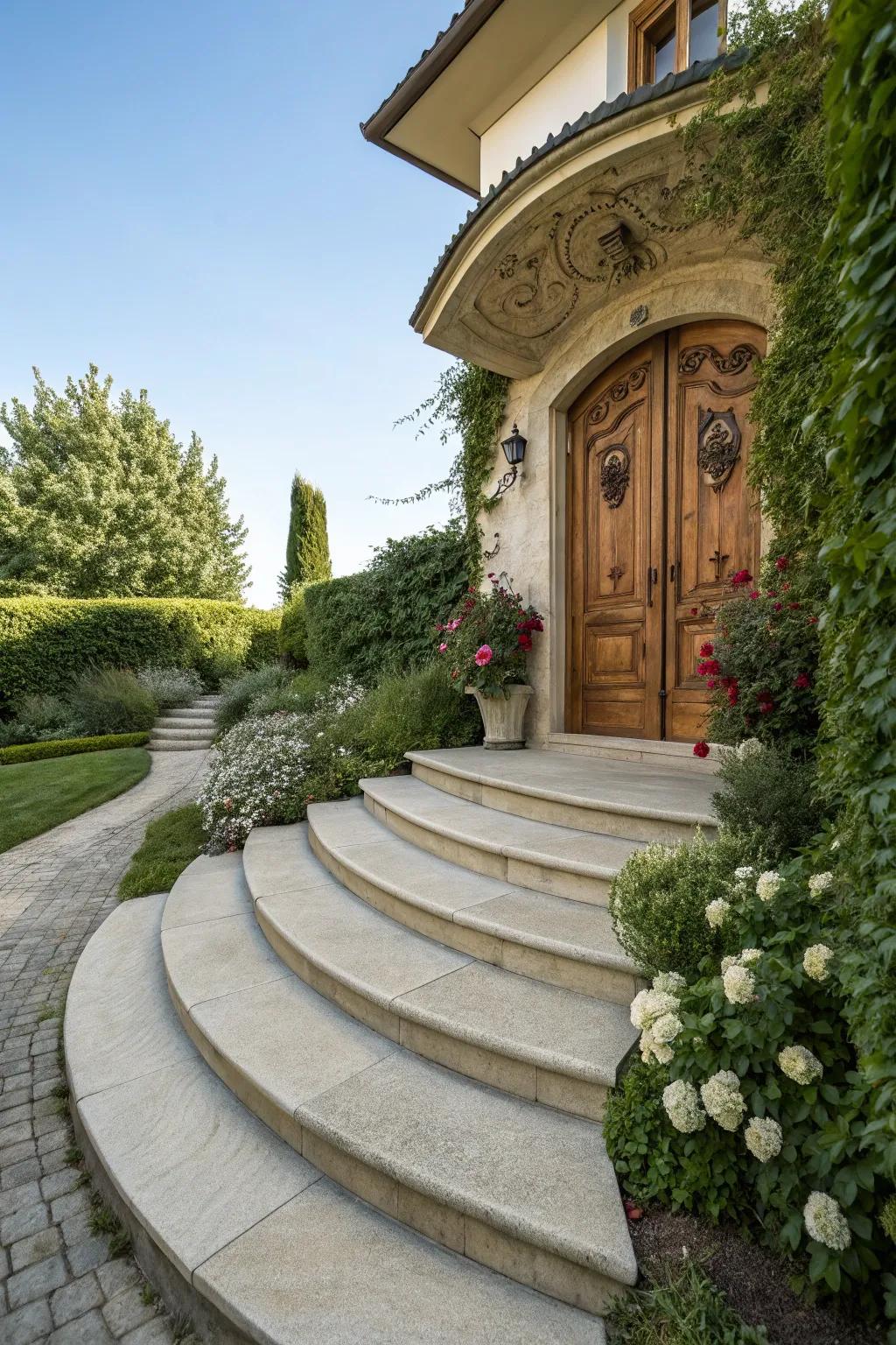 Rounded steps offer timeless elegance.