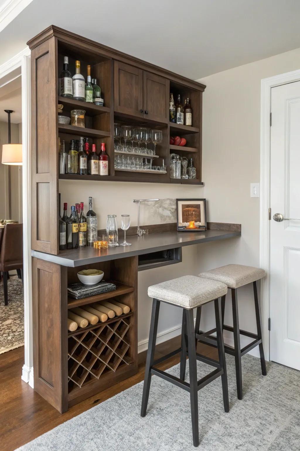 Take advantage of your space with a compact bar style.