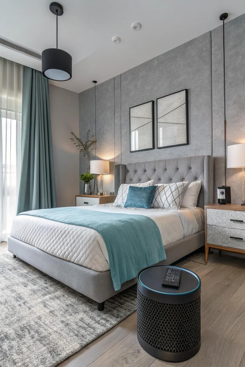 Smart technology adds convenience and a modern edge to the bedroom.