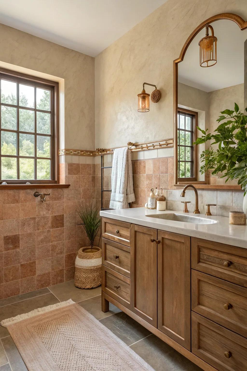 Copper's warmth is beautifully enhanced by earthy colors.