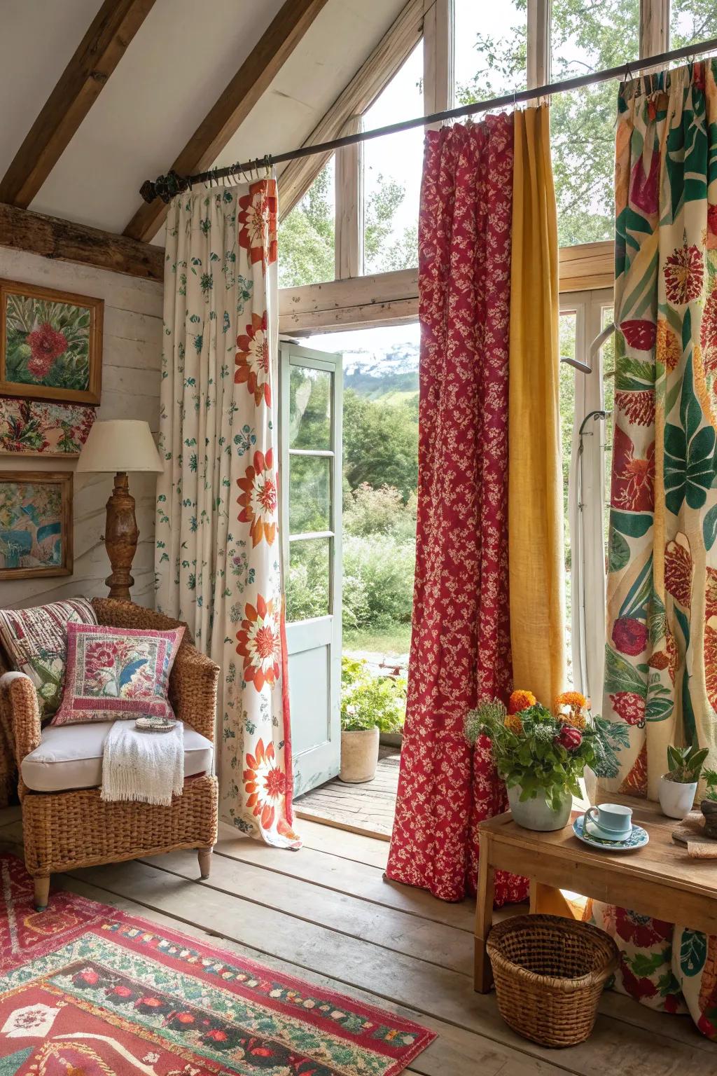 Vivid patterns bring a lively and dynamic energy to cottage settings.