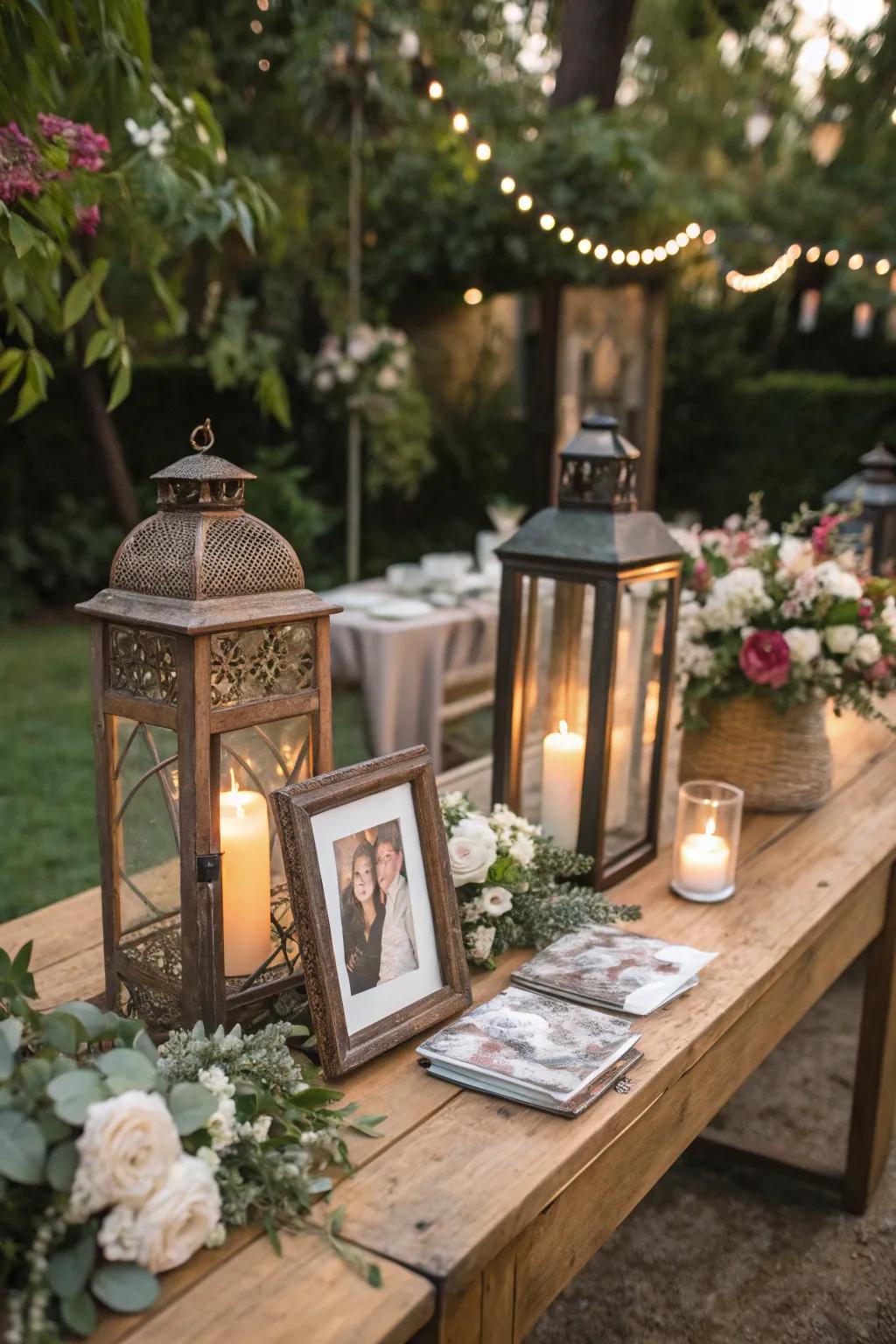Vintage decor highlights contribute nostalgia to a rural nuptial.