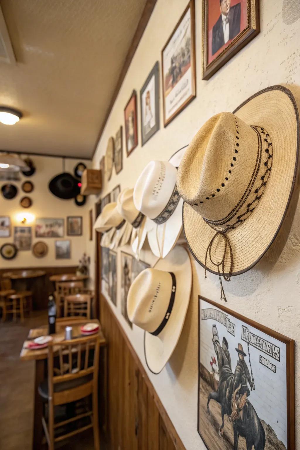 Cowgirl hats offer practical and exciting decor.