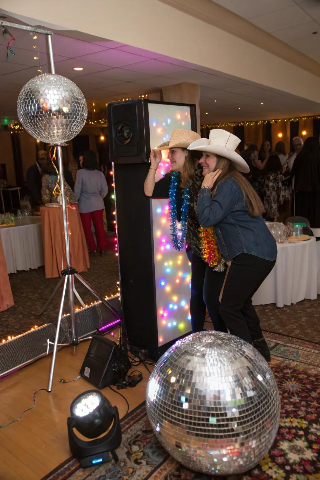 A themed photo booth makes sure of remember-worthy moments and laughs.