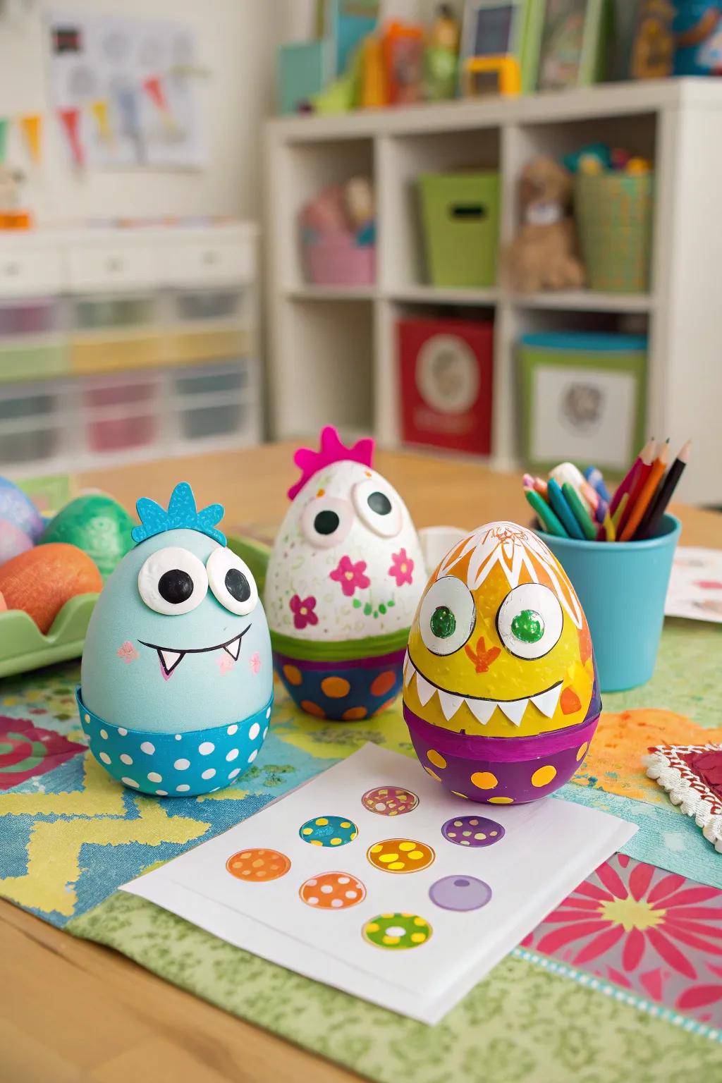 Strange creature eggs that add fun to family art time.
