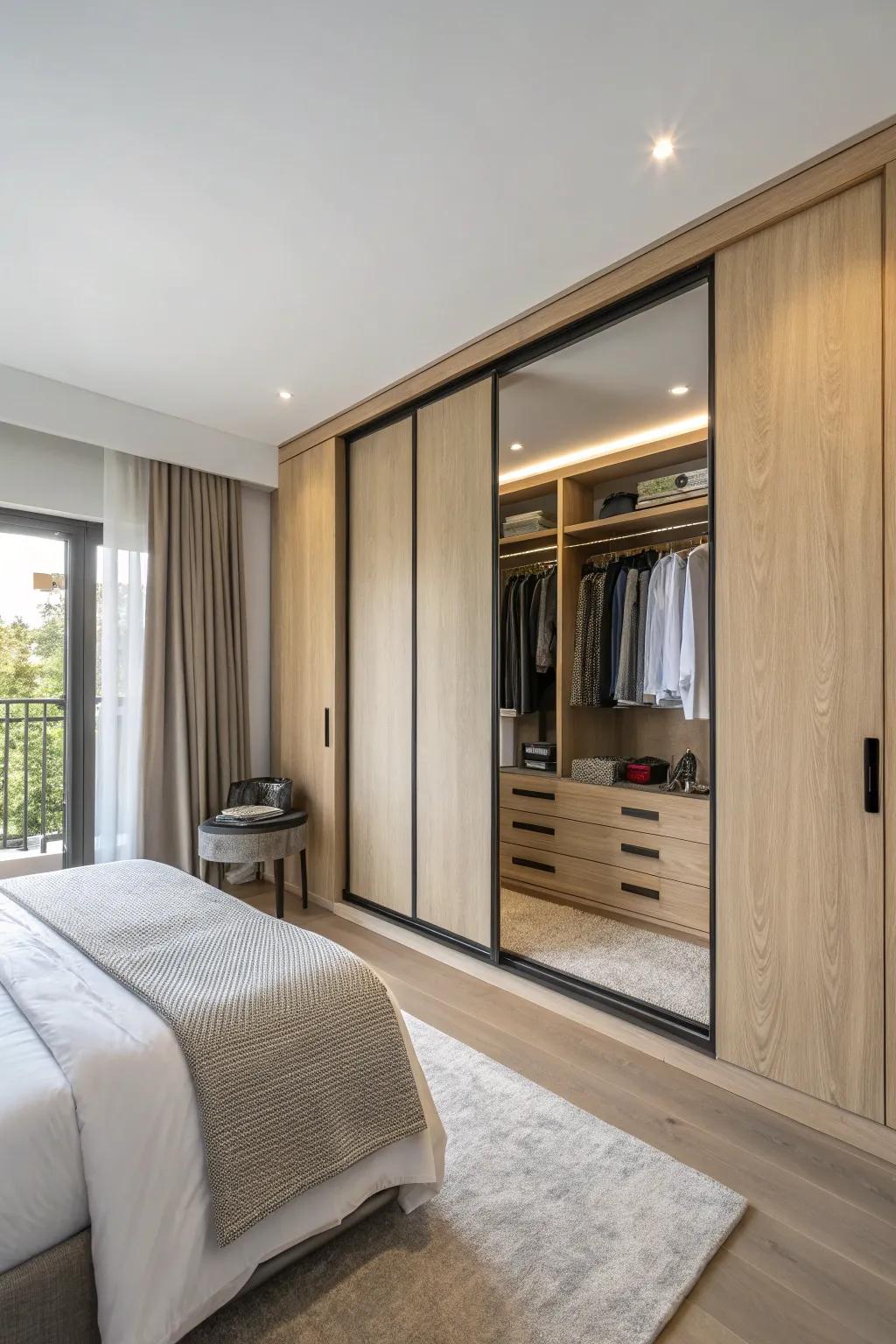 Bespoke fitted wardrobe optimizing storage and style throughout the bedroom