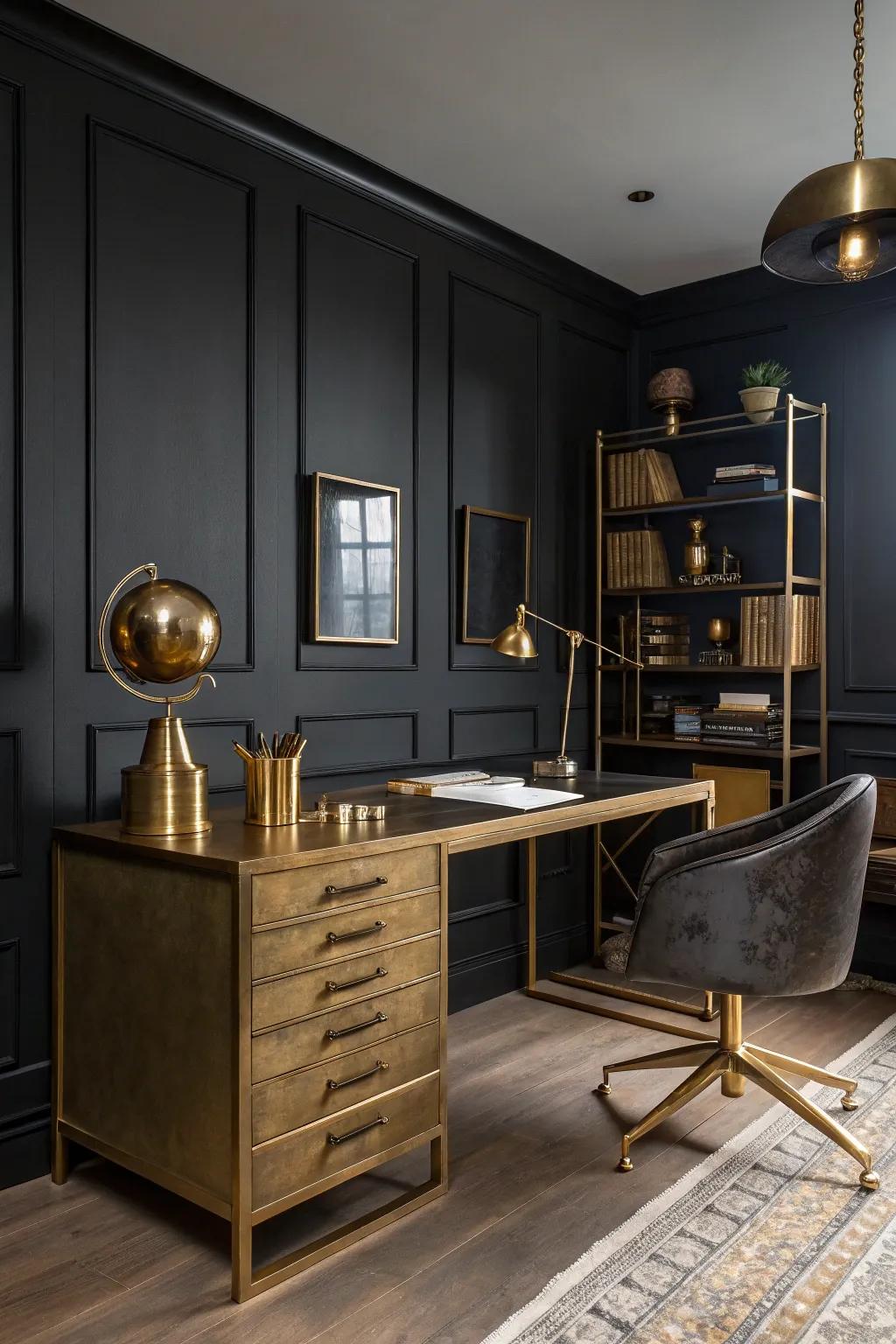 Metallic accents present a striking contrast.