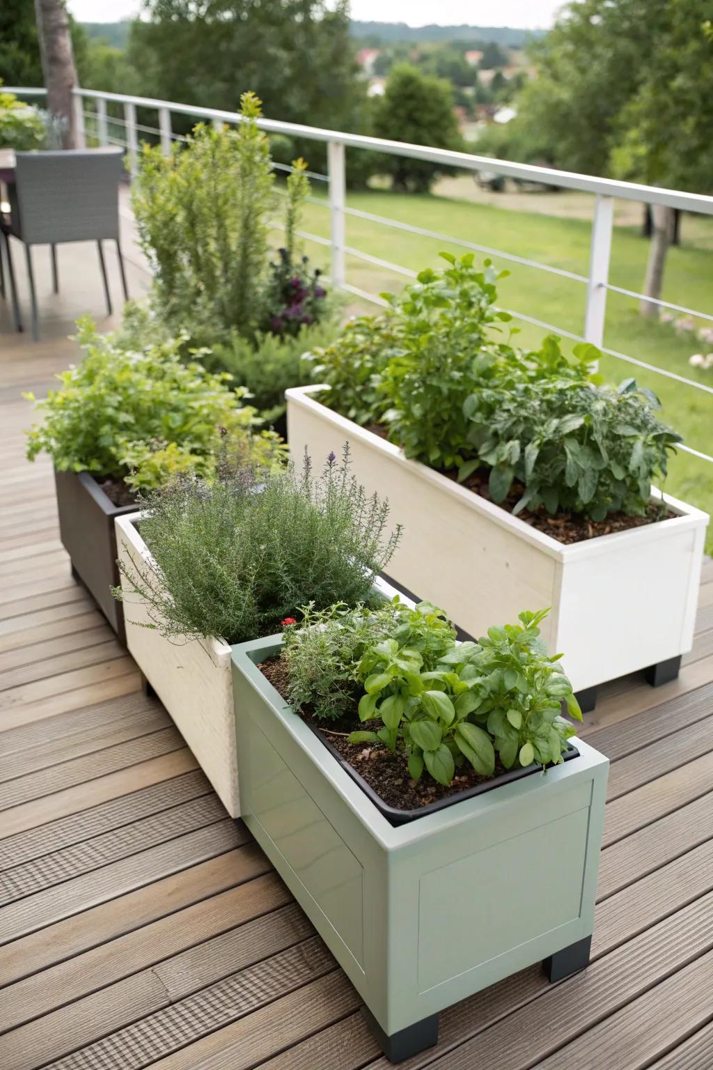 Merge your herb selection flawlessly with your deck.