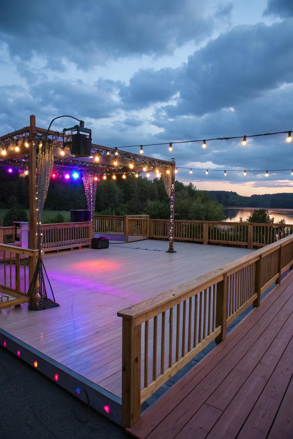 A dance space transforms your deck into a lively party atmosphere.
